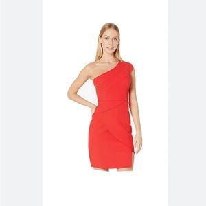 BCBG Red One Shoulder Dress